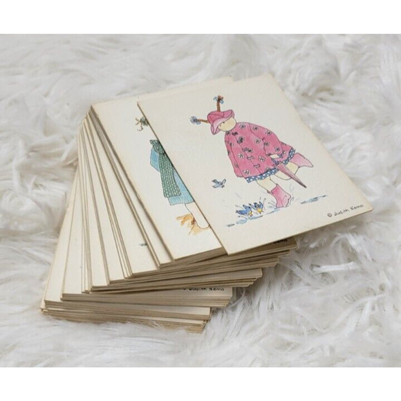Vintage 1989 Judith Nemo Mama's Little Dumplings Set of 59 Mini Blank Cards - Picture 1 of 8